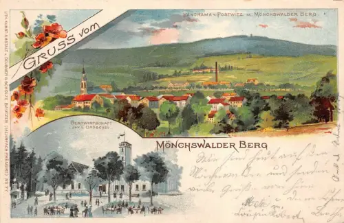 Gruss vom Mönchswalder Berg mit Bergwirtschaft Sachsen Postkarte AK 1903