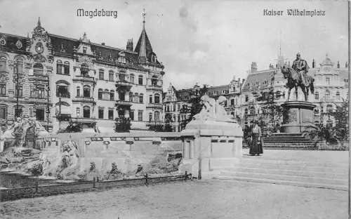 Magdeburg Kaiser Wilhelmplatz Postkarte 1911