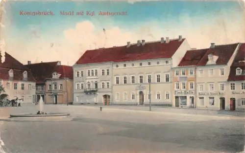 Königsbrück Markt mit Kgl. Amtsgericht Feldpostkarte AK 1914