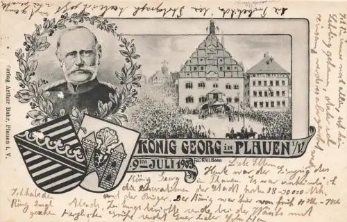 Portrait König Georg in Plauen Vogtland Sachsen Postkarte AK 1903