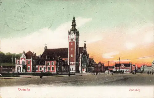 Blick zum Bahnhof in Danzig Postkarte AK 1905
