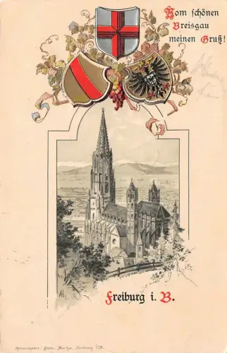Freiburg i. B. Breisgau Münster Ansicht Baden-Württemberg Postkarte AK 1900