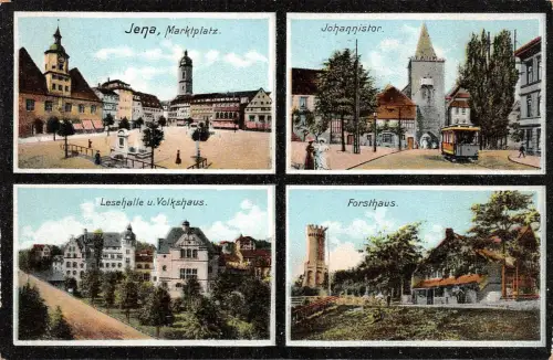Jena Marktplatz Johannistor Lesehalle u. Volkshaus Forsthaus AK 1908