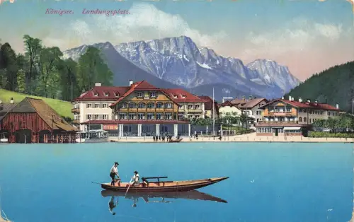 Ansicht Landungsplatz Königssee Bayern Postkarte AK