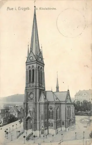 St. Nikolaikirche in Aue Erzgebirge Sachsen Postkarte AK 1908