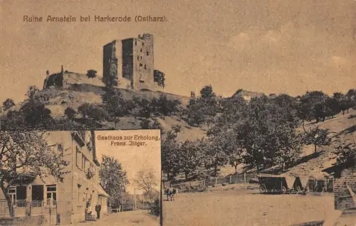 Ruine Arnstein bei Harkerode (Ostharz) Gasthaus zur Erholung Franz Illiger AK