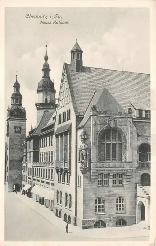 Chemnitz i. Sa. Neues Rathaus Postkarte AK