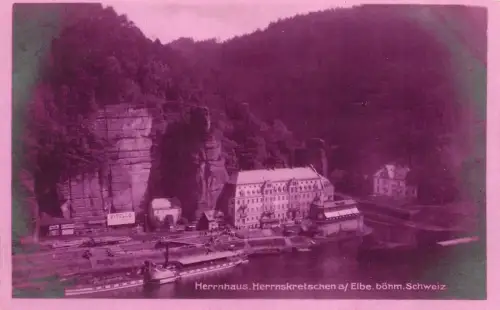 Herrnhaus Herrnskretschen a./Elbe. böhm Schweiz Postkarte AK