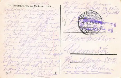 Trinitatiskirche am Markt in Mitau Feldpostkarte AK 1916