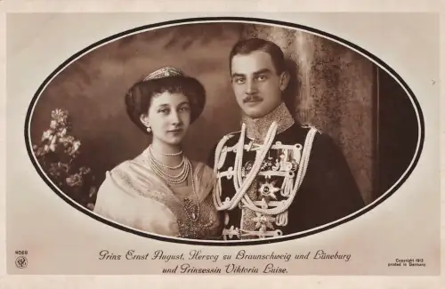 Portrait von Prinzessin Luise und Prinz August Patriotika Postkarte AK 1913