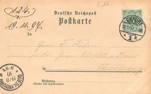 Gruss aus Erfurt Dom & Serverikirche Panorama v. Grolmannshöhe Litho AK 1897