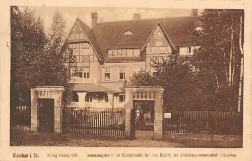 Genesungsheim König Georg-Stift Glauchau Sachsen Postkarte AK 1928
