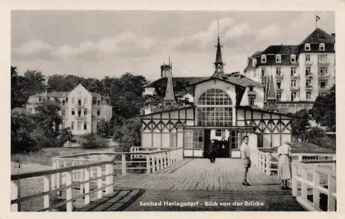 Seebad Heringsdorf Blick von der Brücke Postkarte AK