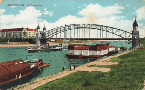 Königsbrücke in Magdeburg Sachsen-Anhalt Postkarte AK 1915