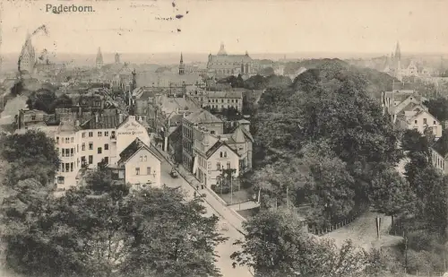 Straßenansicht Café Palais Blick auf Paderborn Nordrhein-Westfalen AK 1915