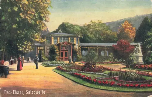 Salzquelle in Bad-Elster Vogtland Sachsen Postkarte AK 1916