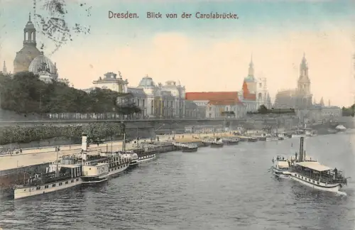 Dresden Blick von der Carolabrücke AK 1908
