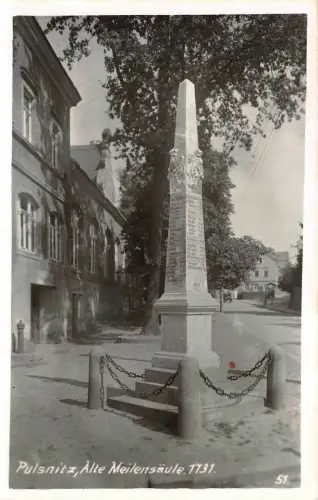 Pulsnitz Alte Meilensäule 1731 Postkarte AK