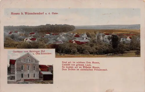 Mosen b. Wünschendorf a. d. Elster Gasthaus zum Meininger Hof Postkarte AK