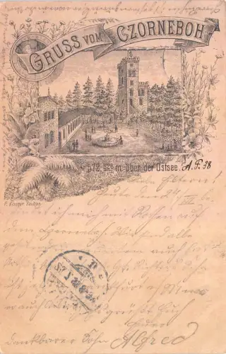 Gruss vom Czorneboh 572m über der Ostsee Vorläufer Postkarte AK 1898