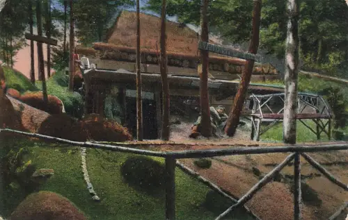 Soldaten unter dem Mannschaftsunterstand aus den Vogesen Postkarte AK 1915