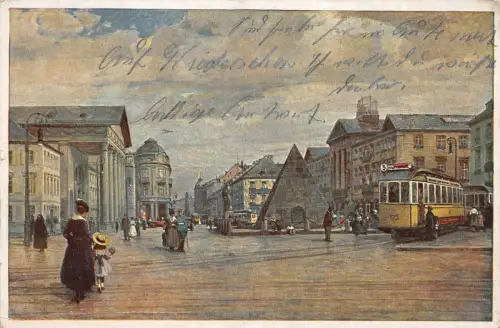 Marktplatz in Karlsruhe Gemälde Prof. H. Göhler Baden-Württemberg AK 1917