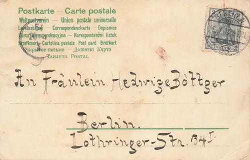 Engel mit Gitarre Glückwunsch Postkarte 1903