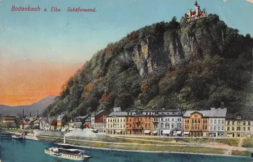 Bodenbach a. Elbe Schäferwand Dampfer Feldpostkarte AK 1917