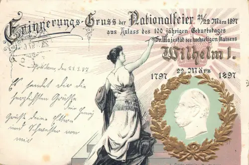 Erinnerungs Gruss der Nationalfeier 1897 Wilhelm I. AK Potsdam
