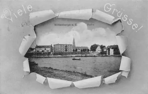 Viele Grüße! Wittenberge a.E. Hafen AK 1910