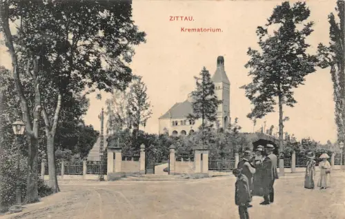 Krematorium Zittau Sachsen Postkarte AK 1913