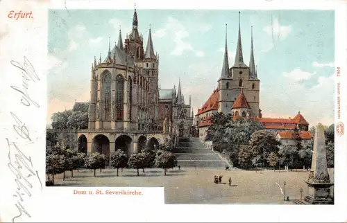 Dom und Saint Severikirche in Erfurt Thüringen Postkarte AK 1904