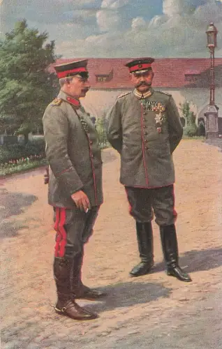Wilhelm II und Hindenburg im Schloss zu Posen Postkarte AK 1916