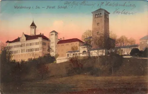 Fürstliches Schloss Waldenburg Sachsen Postkarte AK 1917