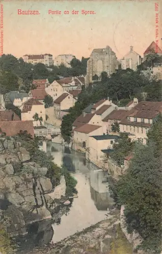 Partie an der Spree Bautzen Sachsen Postkarte AK 1906