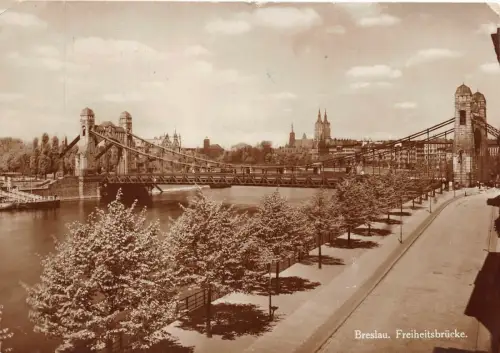Breslau Freiheitsbrücke Postkarte AK 1935