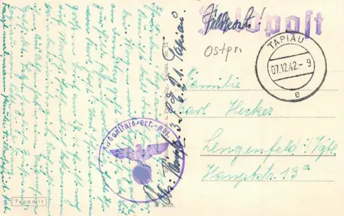 Tapiau in Ostpreußen Gwardeisk An der Deime AK Feldpost 1942