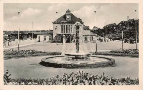 Bahnhof in Glauchau Sachsen Postkarte AK 1943