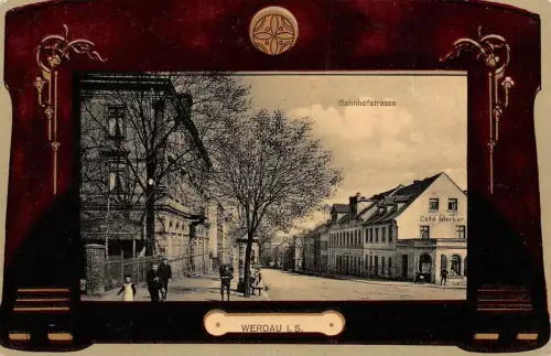 Werdau Sachsen Bahnhofstrasse Postkarte 1916