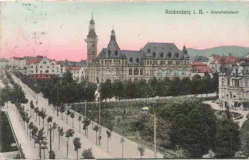 Gewerbemuseum in Reichenberg Böhmen Postkarte AK 1912