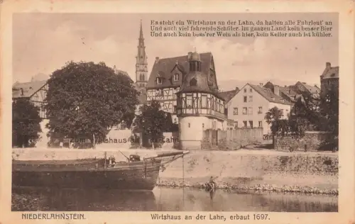 Wirtshaus an der Lahn Niederlahnstein Rheinland-Pfalz Postkarte AK 1917