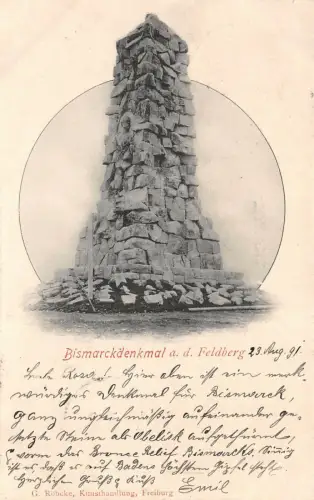 Bismarckdenkmal a. d. Feldberg Baden-Württemberg Postkarte AK 1901