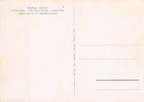 AK Elbing Ostpreußen Rathaus Kaffee