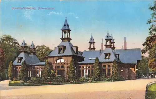 Schweizerei in Breslau-Scheitnig Schlesien Postkarte AK