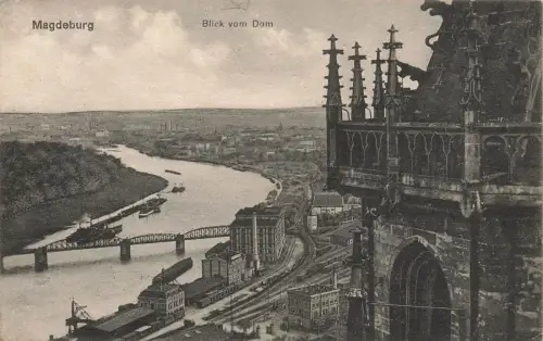 Blick vom Dom auf Magdeburg Sachsen-Anhalt Postkarte AK 1919