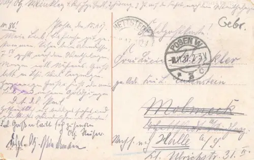 Posen Wilhelmsplatz Berliner Straße Kaffeehaus Hohenzollern Feldpost AK 1917