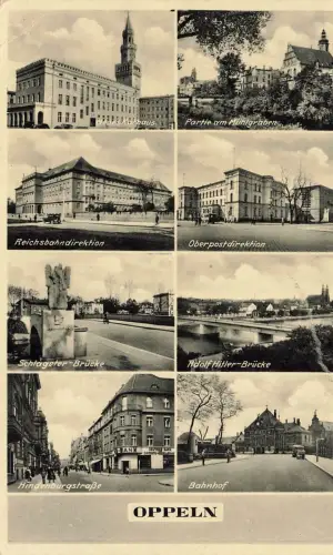 Panorama Reichsbahn und Postdirektion Oppeln Schlesien Postkarte AK 1939