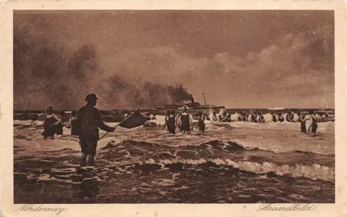 Norderney Strandbild Niedersachsen Postkarte AK
