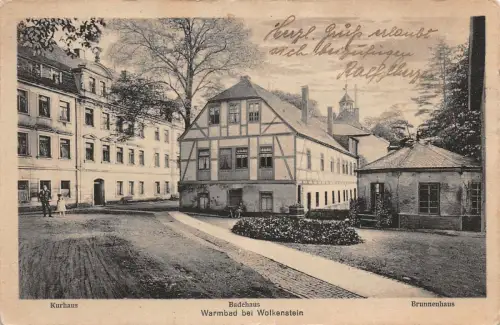 Warmbad bei Wolkenhaus Kurhaus Badehaus Brunnenhaus AK 1929
