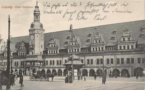 Leipzig Altes Rathaus Kutschen Feldpostkarte 1917